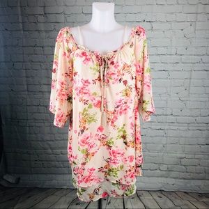 NWT Floral Flowing Purple Snow Off Shoulder Top M